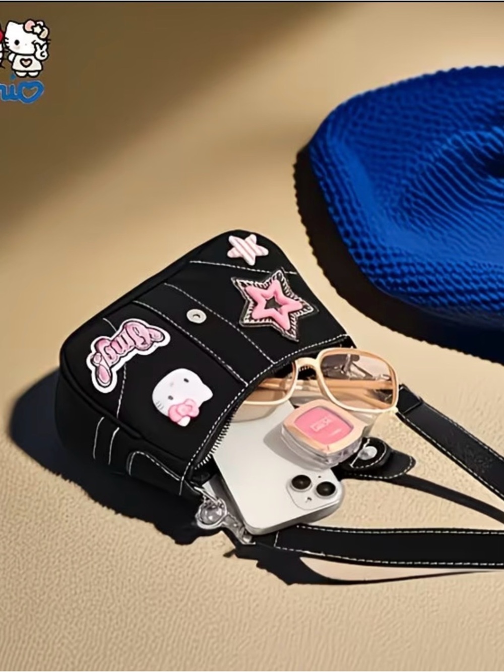 Sanrio Hello Kitty Y2K Shoulder Bag Black Kawaii Purse Chain Strap Cute Mini Bag - Picture 5 of 9